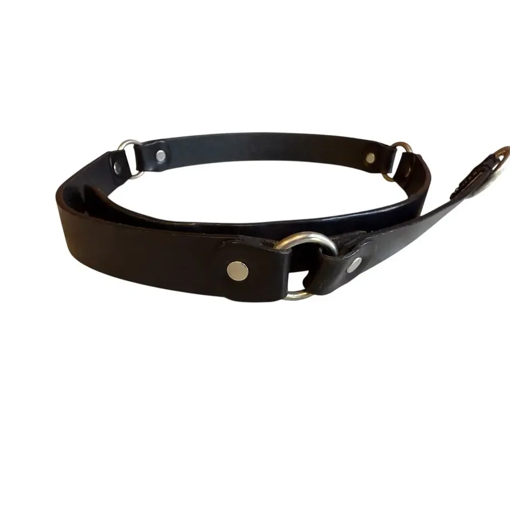 J Crew Genuine Leather Triple Ring Edgy Belt Black
